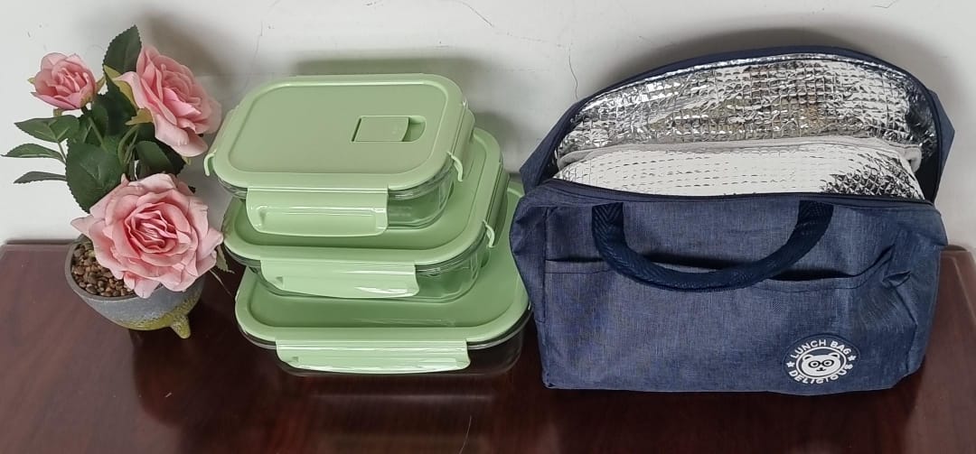 🔥🔥🔥NEW ARRIVAL🔥🔥🔥‼️Glass Snack Box with FREE LUNCH BAG – Borosilicate Glass Food Container for Baking, Microwave & Lunch Storage, Available in 500ml, 750ml, 1040ml