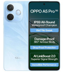 Black Friday Deal 🔥Oppo A5 Pro 8+256GB 6.6" 120Hz IPS LCD Display 50MP Camera 5800mAh Battery 45W SUPERVOOC Fast Charging Dual SIM IP69 Water, Military-grade Shock Resistance Android 15 AI Smartphone