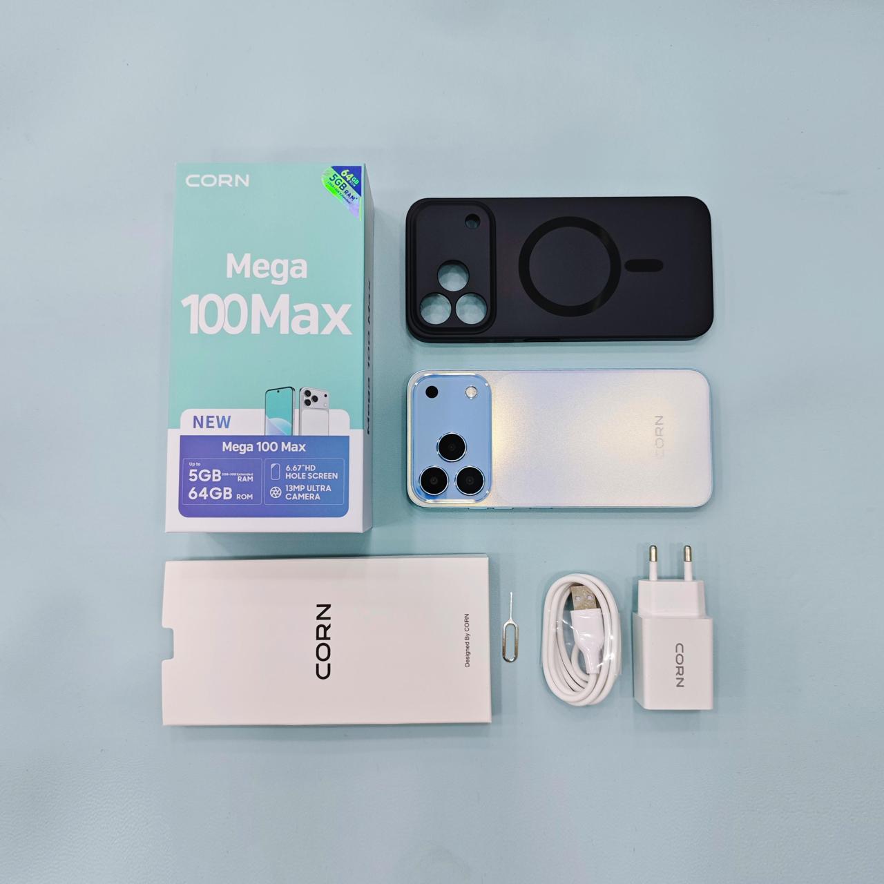 [NEW ARRIVALS] CORN MEGA 100 MAX 64GB ROM Storage Upto 5GB(2+3) RAM 6.6" Display, Waterdrop Screen, Main 13MP + 8MP Camera, 5000mAh Battery, Dual SIM, Face ID Unlocked Android Smartphone Phone.