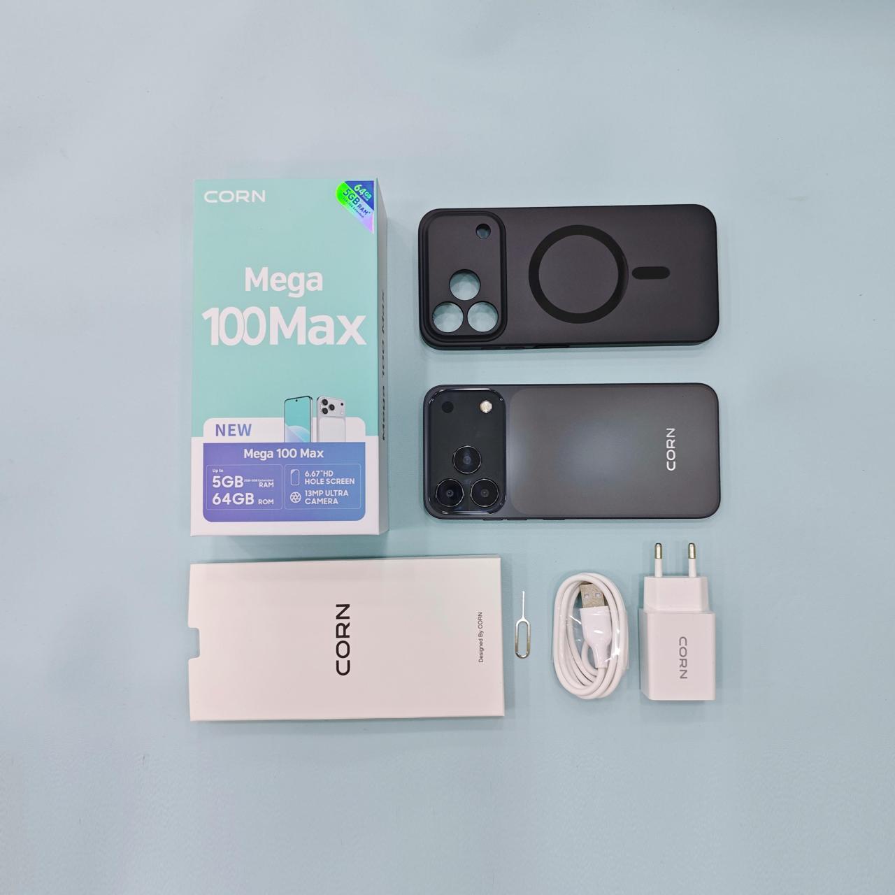 [NEW ARRIVALS] CORN MEGA 100 MAX 64GB ROM Storage Upto 5GB(2+3) RAM 6.6" Display, Waterdrop Screen, Main 13MP + 8MP Camera, 5000mAh Battery, Dual SIM, Face ID Unlocked Android Smartphone Phone.