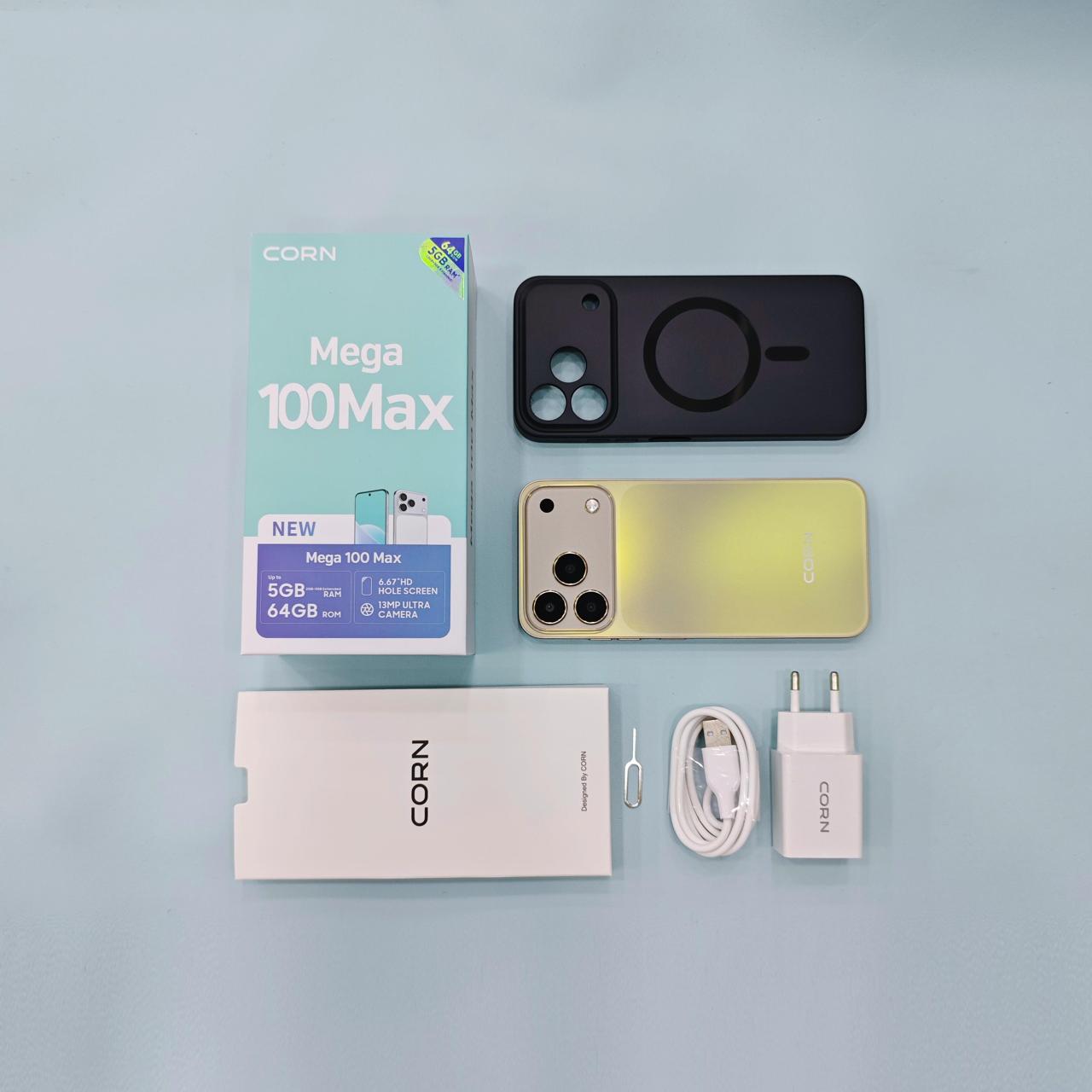 [NEW ARRIVALS] CORN MEGA 100 MAX 64GB ROM Storage Upto 5GB(2+3) RAM 6.6" Display, Waterdrop Screen, Main 13MP + 8MP Camera, 5000mAh Battery, Dual SIM, Face ID Unlocked Android Smartphone Phone.