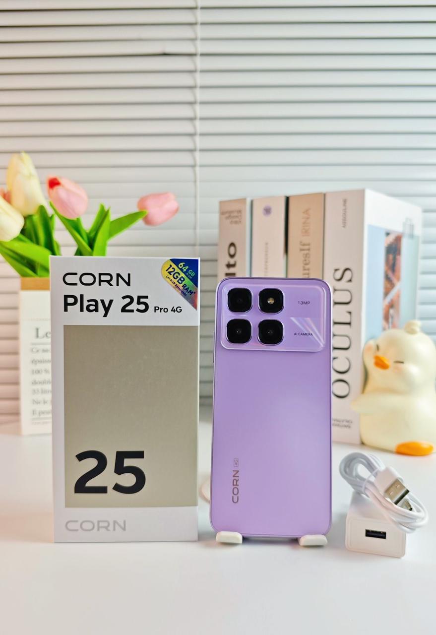 {EASTER SALES OFFERS} CORN PLAY 25 PRO 4G 12GB (4+8) RAM, 64GB ROM, 6.6" HD Display +,13MP Main + 8MP Selfie Camera, 5000mAh, 33W Type-C Charger, Dual SIM, Fingerprint & Face Unlock, Smartphone Phones
