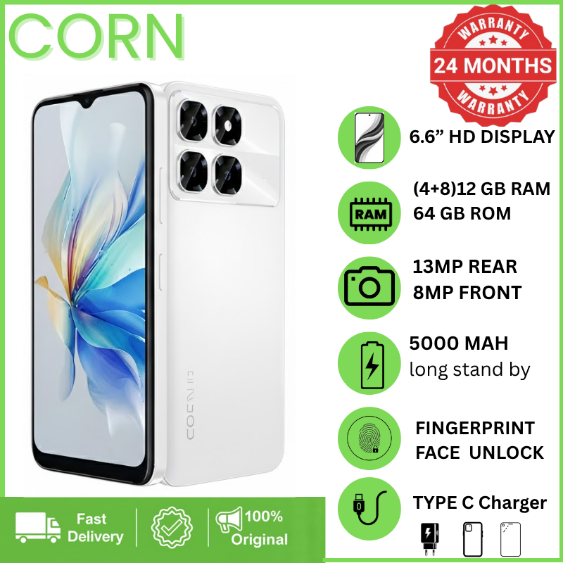 {EASTER SALES OFFERS} CORN PLAY 25 PRO 4G 12GB (4+8) RAM, 64GB ROM, 6.6" HD Display +,13MP Main + 8MP Selfie Camera, 5000mAh, 33W Type-C Charger, Dual SIM, Fingerprint & Face Unlock, Smartphone Phones