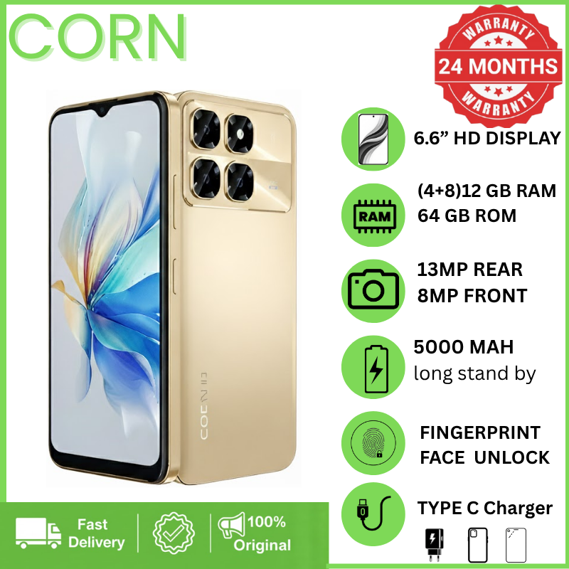 {EASTER SALES OFFERS} CORN PLAY 25 PRO 4G 12GB (4+8) RAM, 64GB ROM, 6.6" HD Display +,13MP Main + 8MP Selfie Camera, 5000mAh, 33W Type-C Charger, Dual SIM, Fingerprint & Face Unlock, Smartphone Phones
