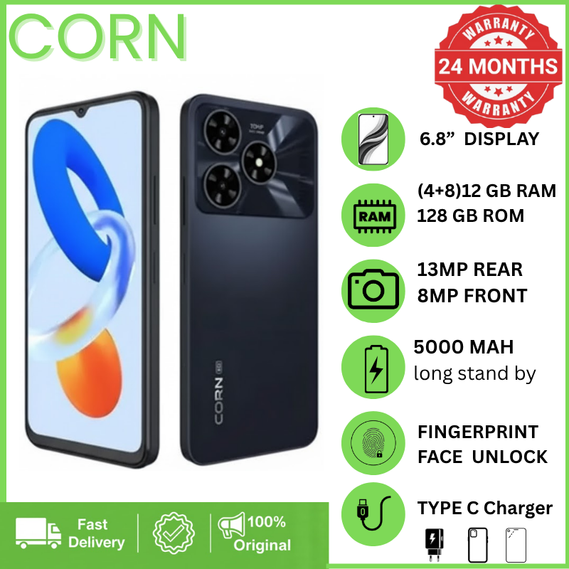 CORN COCO 10 ULTRA 128GB Storage Upto 12RAM (4+8) RAM 6.8'' Display 13MP Main +8MP Front Camera 5000mAh Strong Battery 4G Dual SIM Type-C Fast Charging Android Smartphone phones