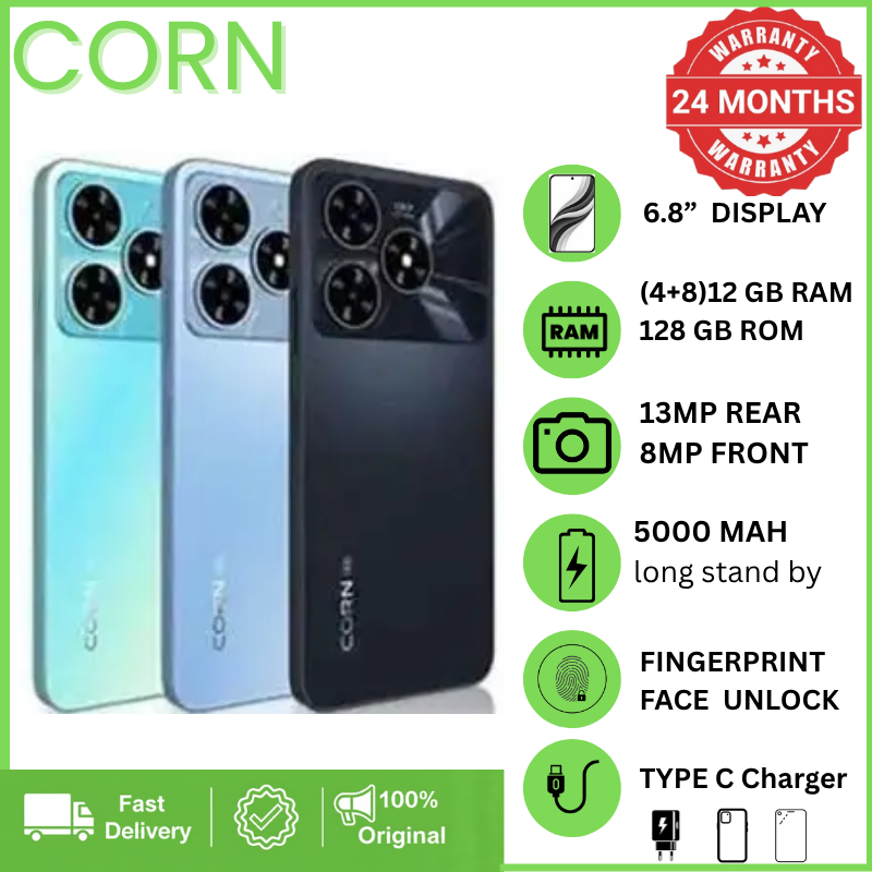 CORN COCO 10 ULTRA 128GB Storage Upto 12RAM (4+8) RAM 6.8'' Display 13MP Main +8MP Front Camera 5000mAh Strong Battery 4G Dual SIM Type-C Fast Charging Android Smartphone phones