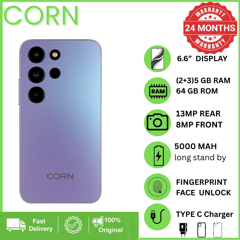 [EASTER SALES OFFERS] CORN LUMIA S26 MAX 64GB Storage5GB (2+3 Extended) RAM 6.6'' HD+ Waterdrop Screen 13MP Main +8MP Front Camera 5000mAh Battery Dual SIM Face ID GPS OTG Unlocked Android Phone