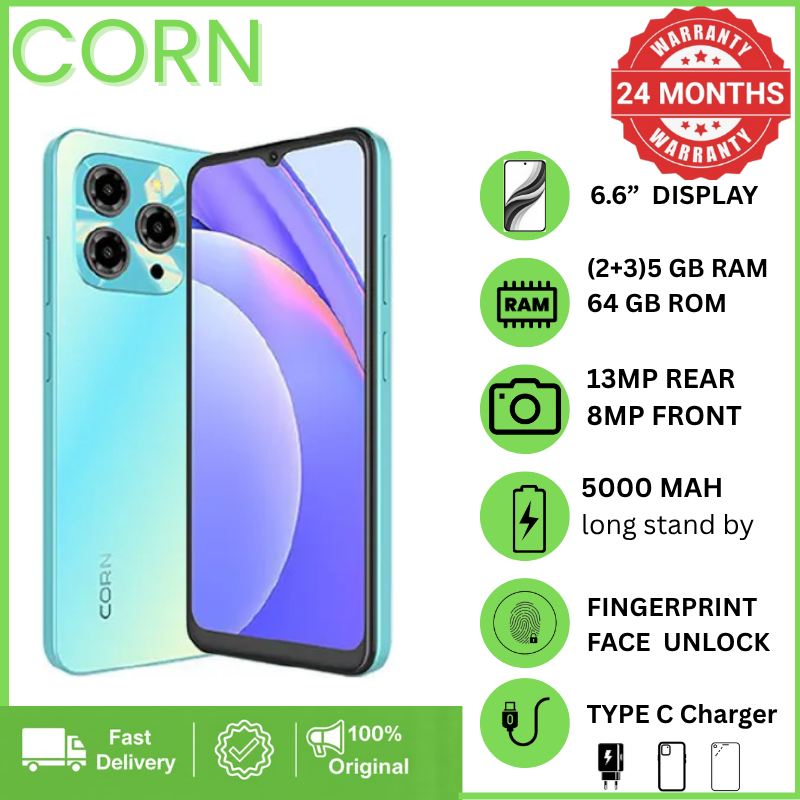 [Christmas Offer] CORN C16 PRO MAX 64GB Storage  5GB (2+3 Extended) RAM 6.6'' HD+ Waterdrop Screen 13MP Main +8MP Front Camera 5000mAh Battery Dual SIM Face ID GPS OTG Unlocked Android Smart Phone.