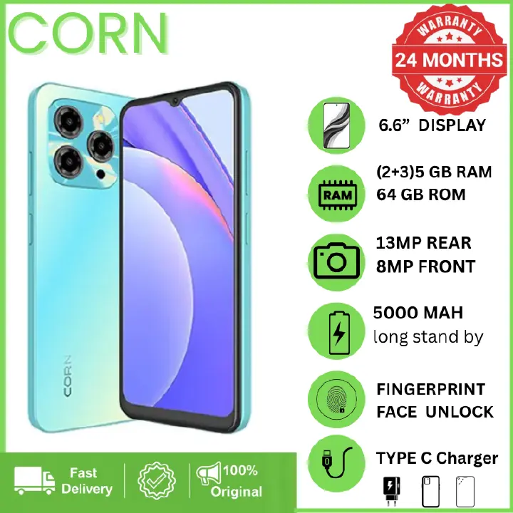 [Christmas Offer] CORN C16 PRO MAX 64GB Storage  5GB (2+3 Extended) RAM 6.6'' HD+ Waterdrop Screen 13MP Main +8MP Front Camera 5000mAh Battery Dual SIM Face ID GPS OTG Unlocked Android Smart Phone.
