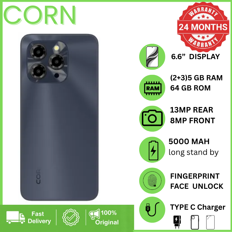 [Christmas Offer] CORN C16 PRO MAX 64GB Storage  5GB (2+3 Extended) RAM 6.6'' HD+ Waterdrop Screen 13MP Main +8MP Front Camera 5000mAh Battery Dual SIM Face ID GPS OTG Unlocked Android Smart Phone.