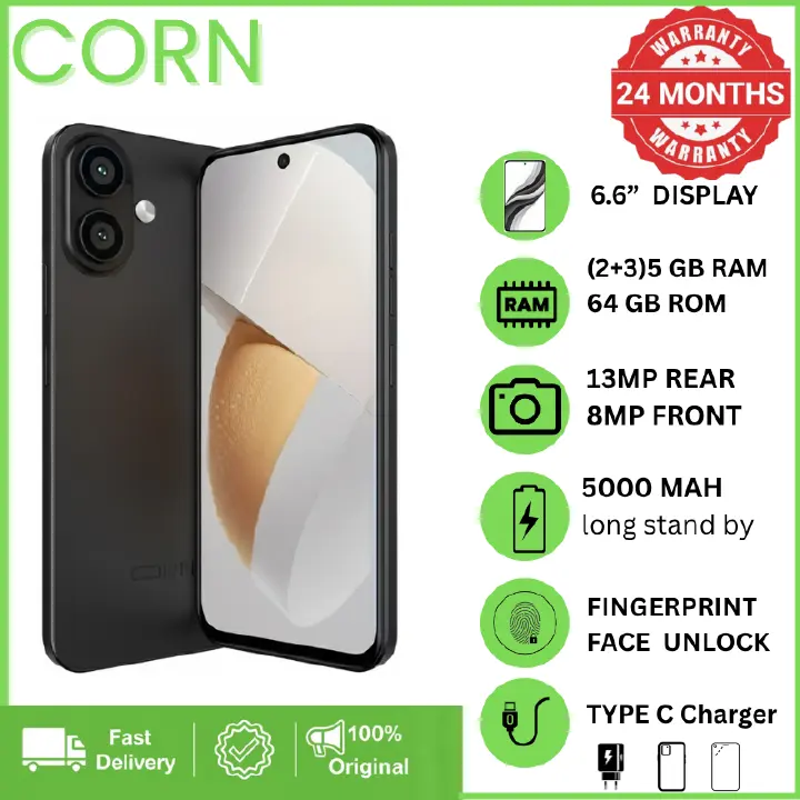 (Brand Official) CORN C17 MAX 64GB Storage 5GB (2+3 Extended) RAM 6.6'' HD+ Waterdrop Screen 13MP Main +8MP Front Camera 5000mAh Battery Dual SIM Face ID GPS OTG Unlocked Android Smartphone Phone