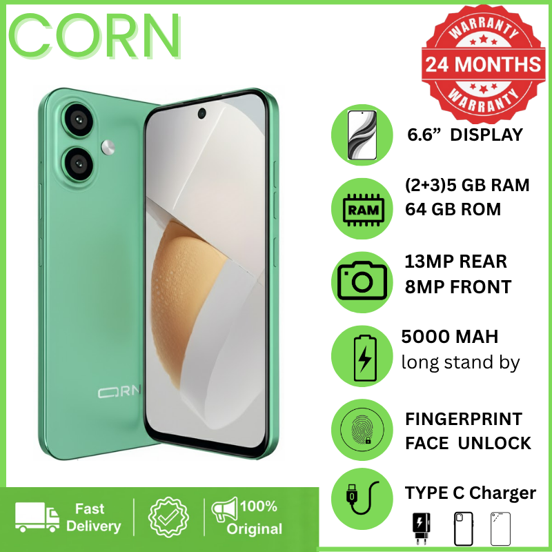 [NEW ARRIVAL] CORN C17 MAX 64GB Storage  5GB (2+3 Extended) RAM 6.6'' HD+ Waterdrop Screen 13MP Main +8MP Front Camera 5000mAh Battery Dual SIM Face ID GPS OTG Unlocked Android Smartphone Phone