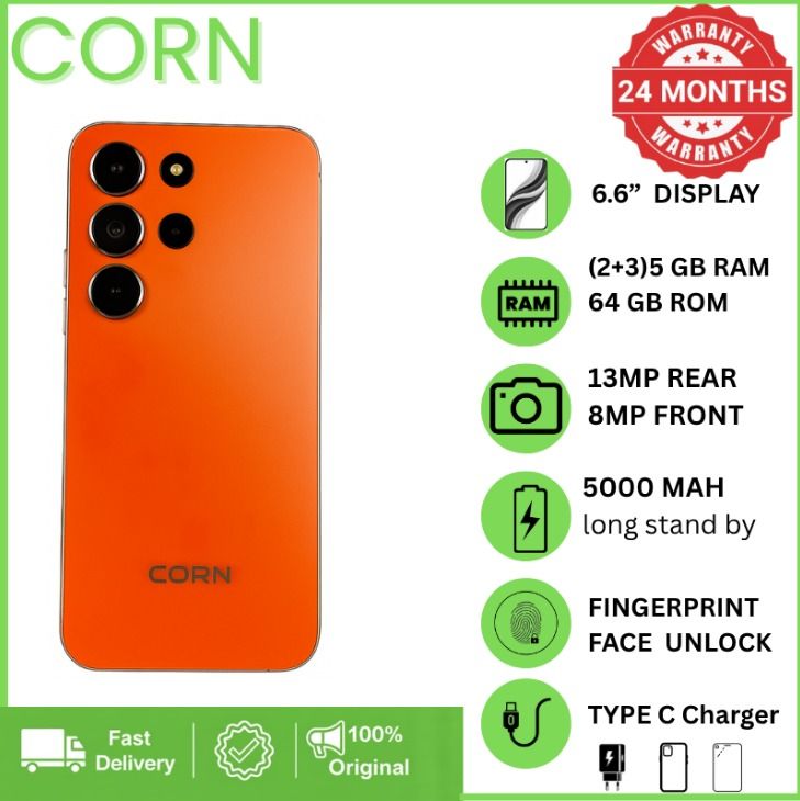 {EASTER SALES OFFERS} CORN LUMIA S26 MAX 64GB Storage 5GB (2+3 Extended) RAM 6.6'' HD+ Waterdrop Screen 13MP Main +8MP Front Camera 5000mAh Battery Dual SIM Face ID GPS OTG Unlocked Android Phone