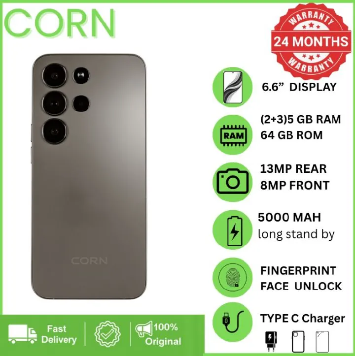 {EASTER SALES OFFERS} CORN LUMIA S26 MAX 64GB Storage 5GB (2+3 Extended) RAM 6.6'' HD+ Waterdrop Screen 13MP Main +8MP Front Camera 5000mAh Battery Dual SIM Face ID GPS OTG Unlocked Android Phone