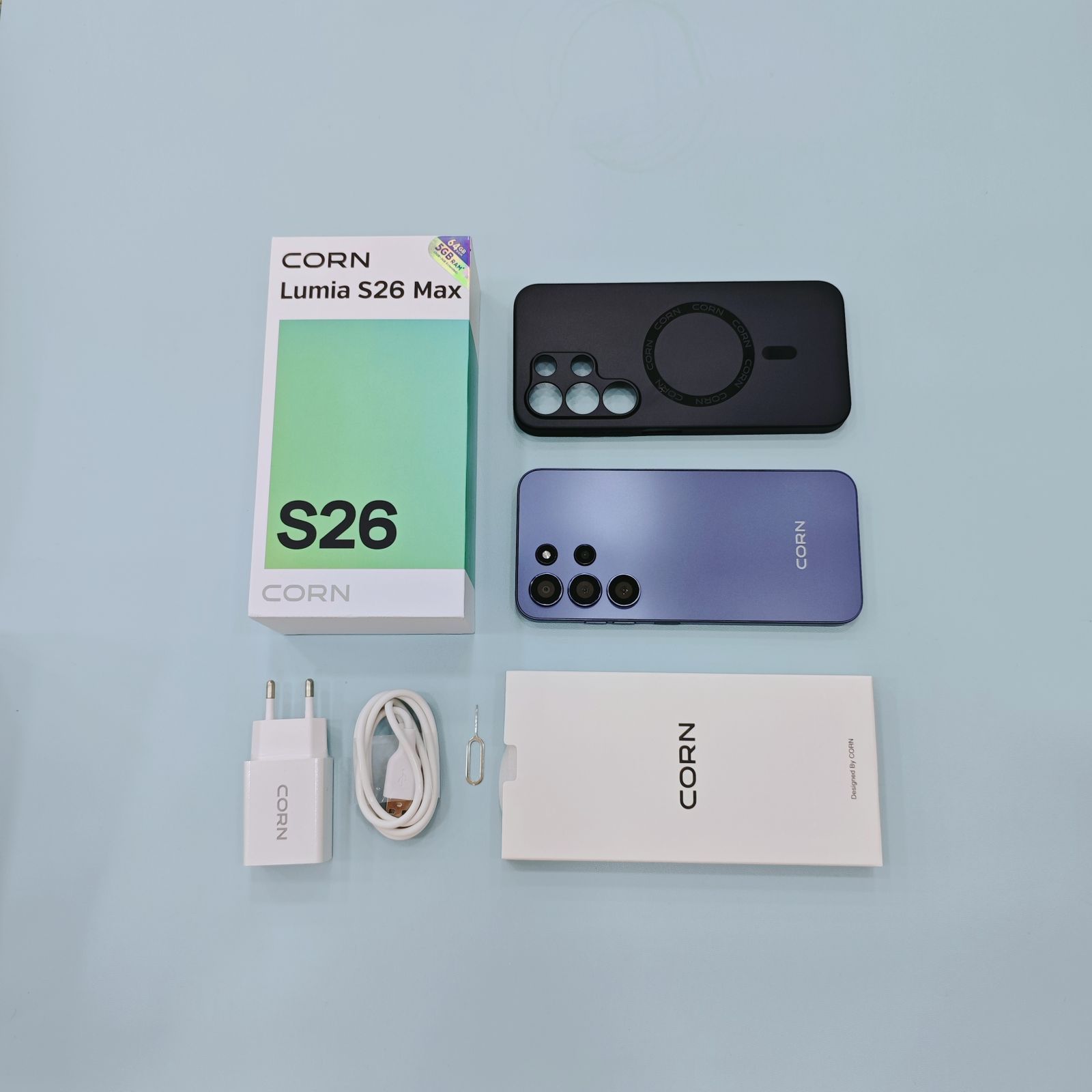 {EASTER SALES OFFERS} CORN LUMIA S26 MAX 64GB Storage 5GB (2+3 Extended) RAM 6.6'' HD+ Waterdrop Screen 13MP Main +8MP Front Camera 5000mAh Battery Dual SIM Face ID GPS OTG Unlocked Android Phone