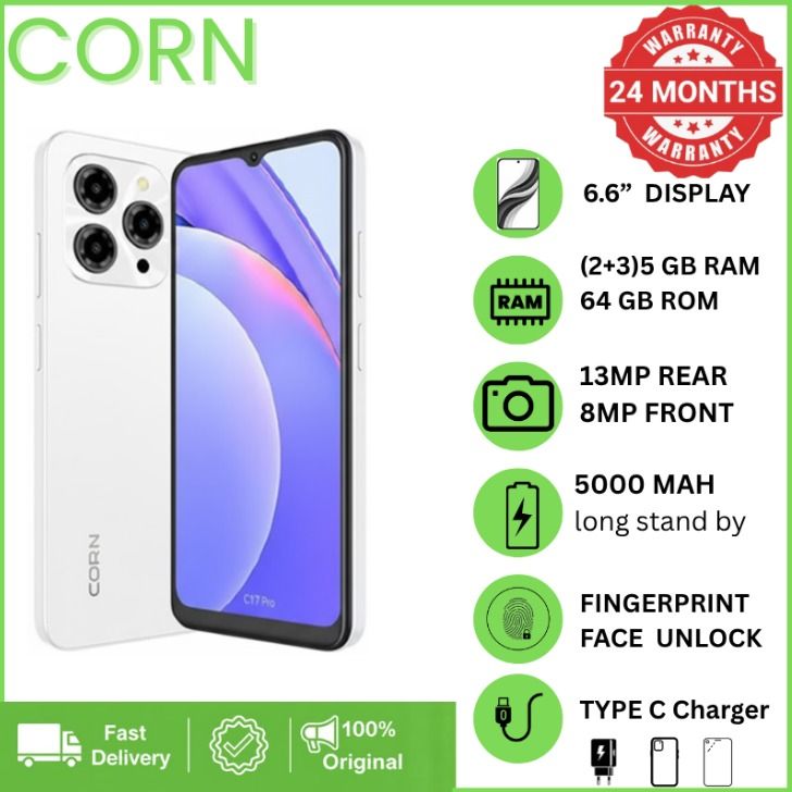 {EASTER SALES OFFERS} CORN C16 PRO MAX 64GB Storage 5GB (2+3 Extended) RAM 6.6'' HD+ Waterdrop Screen 13MP Main +8MP Front Camera 5000mAh Battery Dual SIM Face ID GPS OTG Unlocked Android Smart Phone.