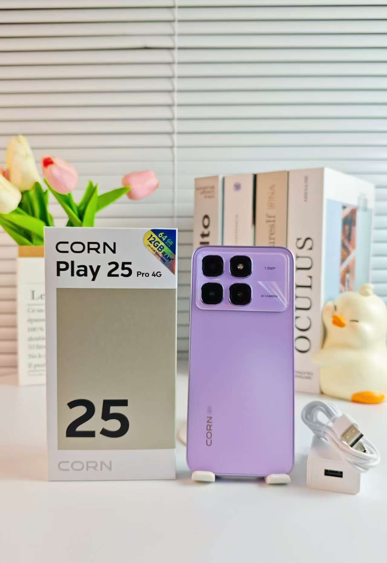 {EASTER SALES OFFERS} CORN PLAY 25 PRO 4G 12GB (4+8) RAM, 64GB ROM, 6.6" HD Display +,13MP Main + 8MP Selfie Camera, 5000mAh, 33W Type-C Charger, Dual SIM, Fingerprint & Face Unlock, Smartphone Phones
