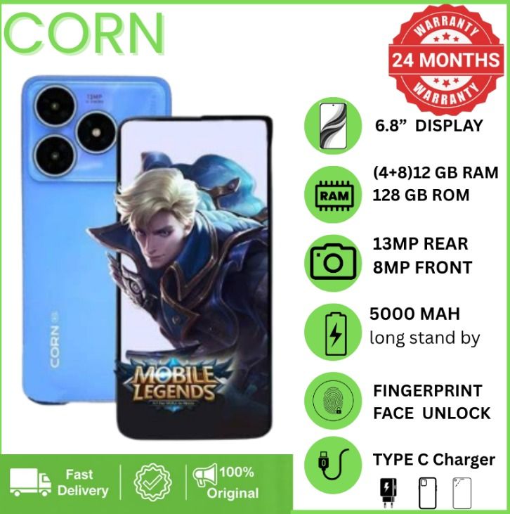 {EASTER SALES OFFERS} CORN COCO 10 ULTRA 128GB Storage Upto 12RAM (4+8) RAM 6.8'' Display 13MP Main +8MP Front Camera 5000mAh Strong Battery 4G Dual SIM Type-C Fast Charging Android Smartphone phones