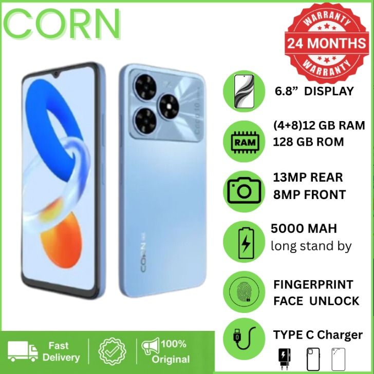 {EASTER SALES OFFERS} CORN COCO 10 ULTRA 128GB Storage Upto 12RAM (4+8) RAM 6.8'' Display 13MP Main +8MP Front Camera 5000mAh Strong Battery 4G Dual SIM Type-C Fast Charging Android Smartphone phones