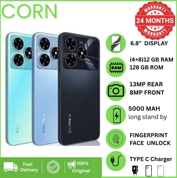 {EASTER SALES OFFERS} CORN COCO 10 ULTRA 128GB Storage Upto 12RAM (4+8) RAM 6.8'' Display 13MP Main +8MP Front Camera 5000mAh Strong Battery 4G Dual SIM Type-C Fast Charging Android Smartphone phones