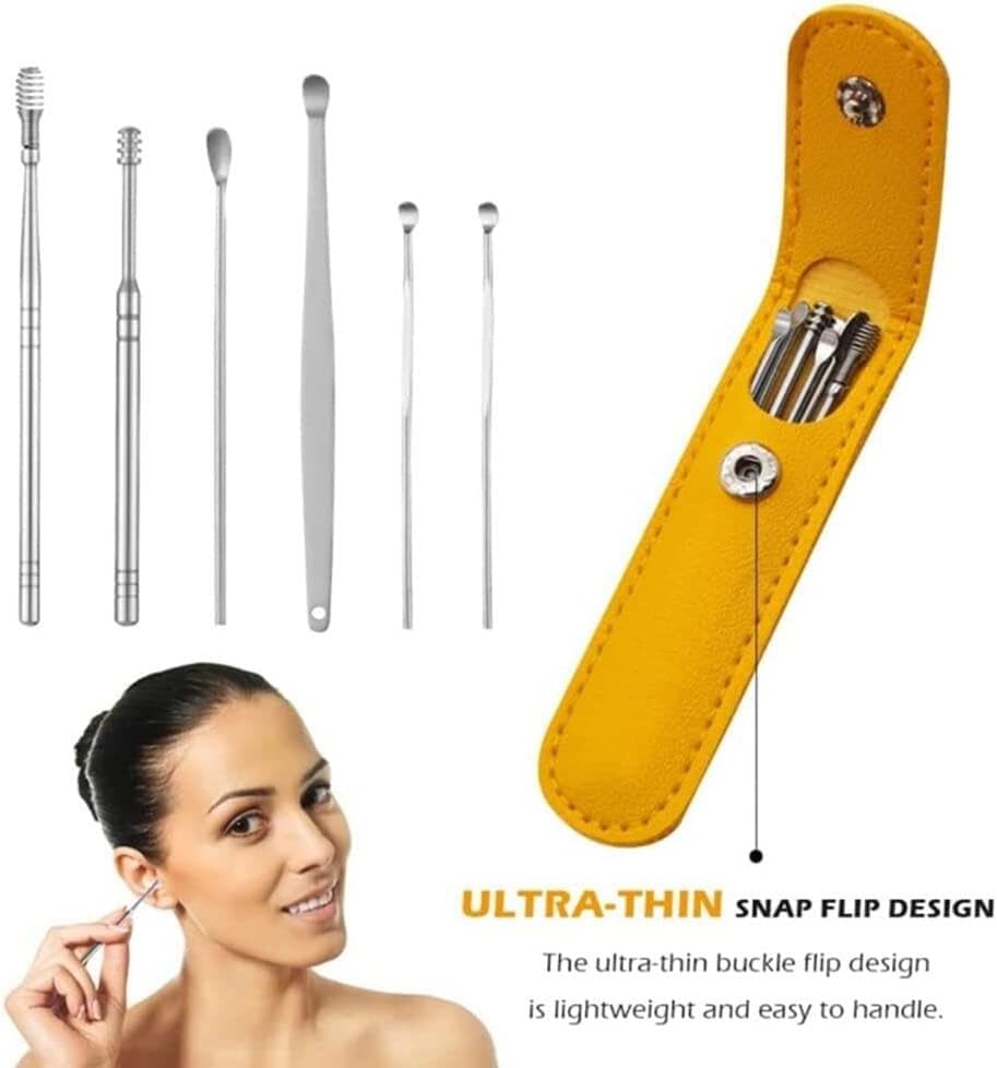 6Pcs Reusable Stainless Steel Earwax Remover Kit