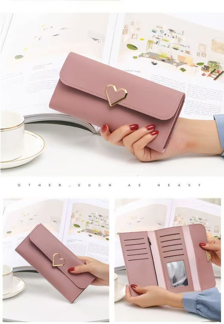 Women Long Wallets Purses Luxury Love Heart Wallets for Ladies Girl Money Pocket Card Holder Female Wallets Phone Clutch Bag