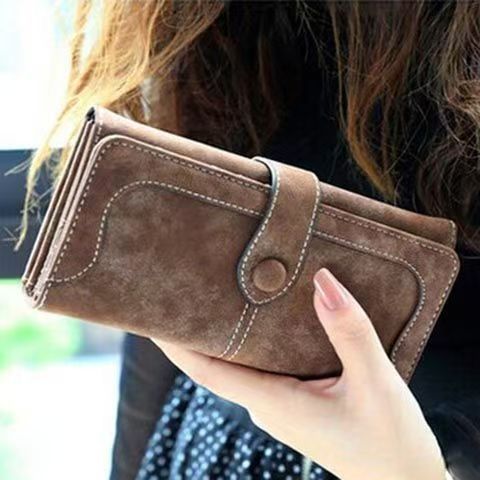 New fashionable frosted women's long wallet large capacity handbag women matte leather lady purse high quality female wallets card holder clutch carteras