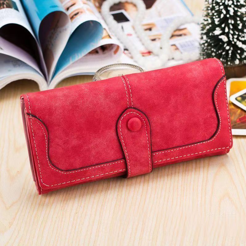 New fashionable frosted women's long wallet large capacity handbag women matte leather lady purse high quality female wallets card holder clutch carteras