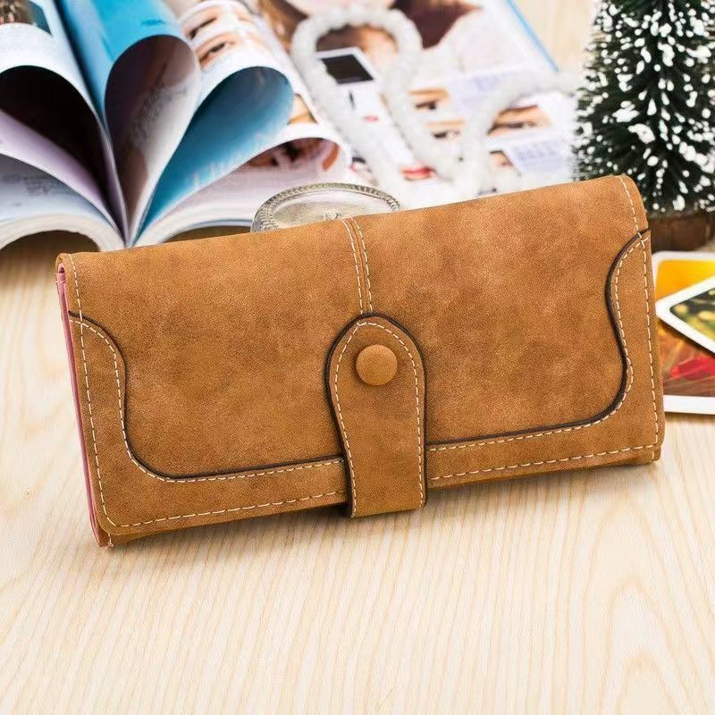 New fashionable frosted women's long wallet large capacity handbag women matte leather lady purse high quality female wallets card holder clutch carteras