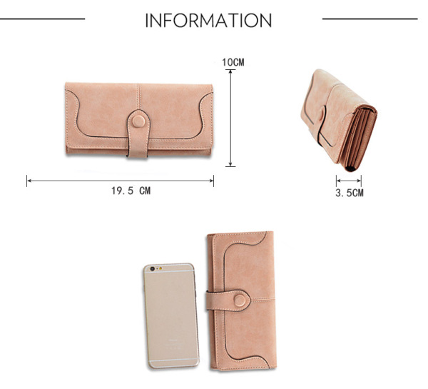 New fashionable frosted women's long wallet large capacity handbag women matte leather lady purse high quality female wallets card holder clutch carteras