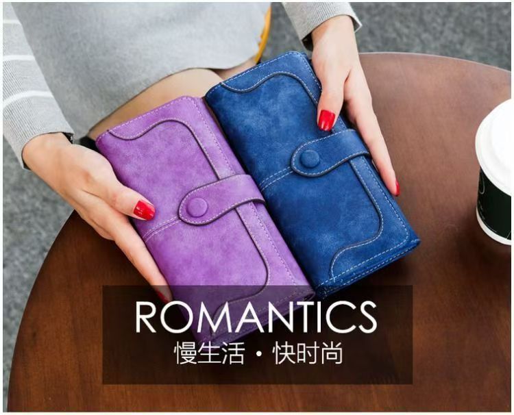 New fashionable frosted women's long wallet large capacity handbag women matte leather lady purse high quality female wallets card holder clutch carteras