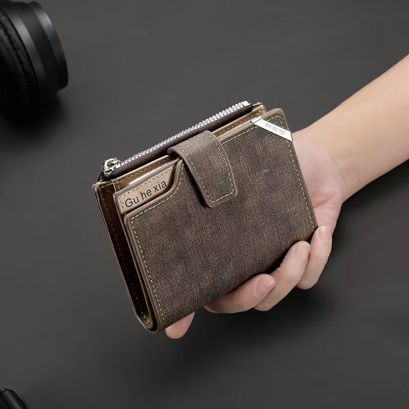 Vintage Men Leather Wallet Short Slim Male Purses Money Credit Card Holders Men Wallet Money Bag
