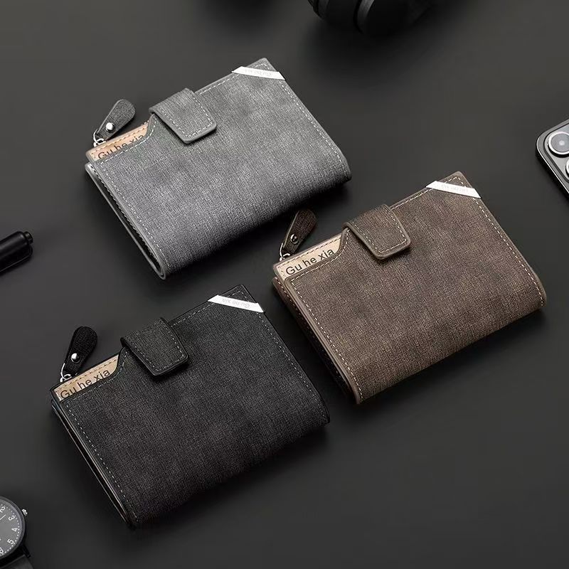 Vintage Men Leather Wallet Short Slim Male Purses Money Credit Card Holders Men Wallet Money Bag