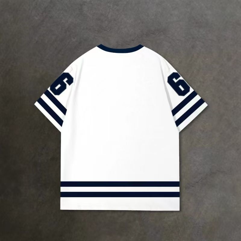 Mens Number 66 Letter KING Print T-Shirt Man Short Sleeve Sportwear Football T-Shirt Vintage Oversize Striped Tees Men Clothes