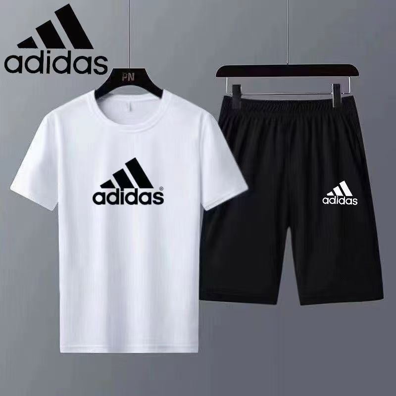 Summer new men's short-sleeved T-shirt set summer round neck youth Breathable trendy versatile casual sportswear set