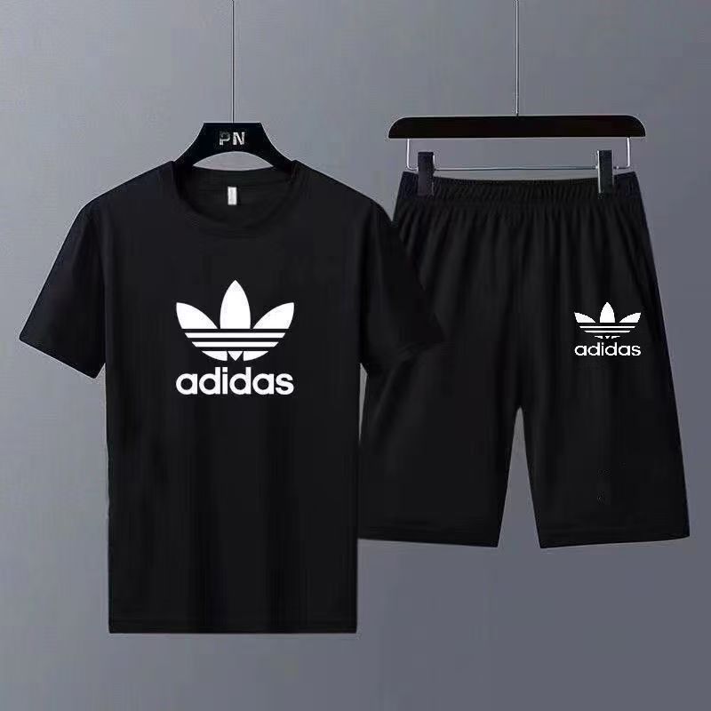 Summer new men's short-sleeved T-shirt set summer round neck youth Breathable trendy versatile casual sportswear set