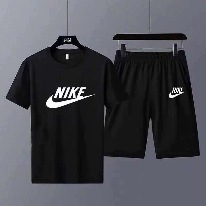 Summer new men's short-sleeved T-shirt set summer round neck youth Breathable trendy versatile casual sportswear set