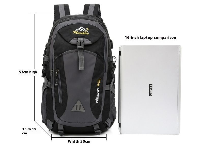 40L men's backpack with USB charging, large capacity outdoor waterproof leisure backpack, unisex travel bag backpack