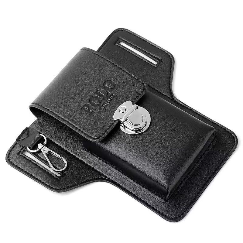 New Design Men's Phone Belt Bag with Key Ring and Leather Phone Case