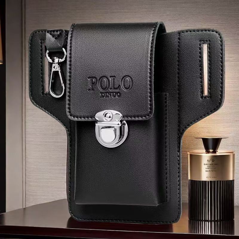 New Design Men's Phone Belt Bag with Key Ring and Leather Phone Case