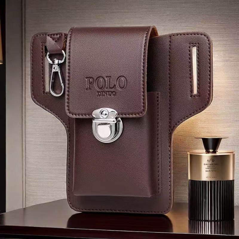 New Design Men's Phone Belt Bag with Key Ring and Leather Phone Case