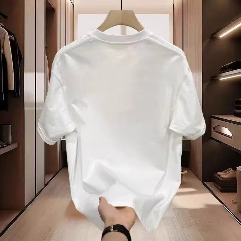 Summer pure cotton high-quality men's short sleeved T-shirt summer new trendy brand loose casual pure cotton men's T-shirt top