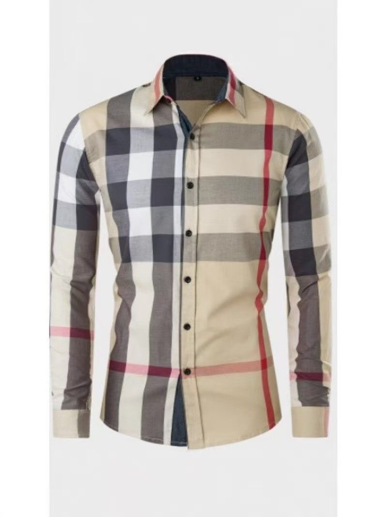 European and American men's new shirt double-breasted Slim long-sleeved fashion casual shirt male
