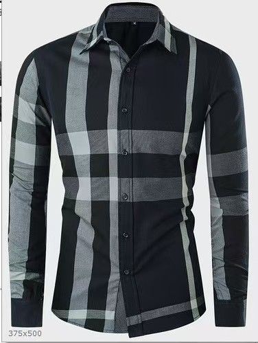 European and American men's new shirt double-breasted Slim long-sleeved fashion casual shirt male