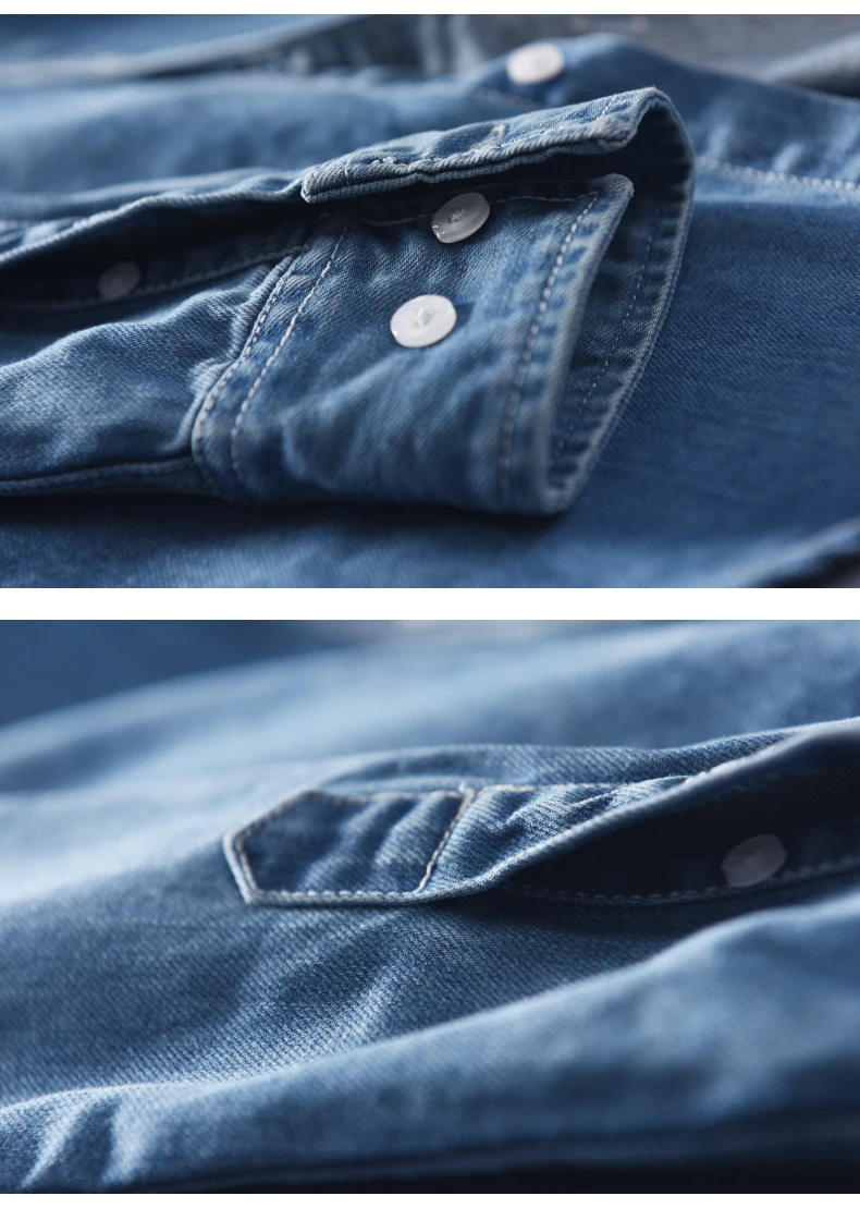 New arrival spring long-sleeved shirts men brand cotton blue shirt male solid denim fashion shirt mens tops jeans blue shirt