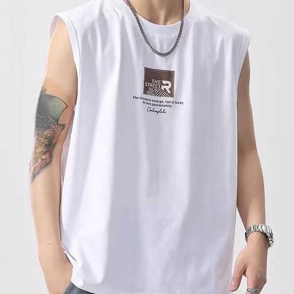 Cotton new trend sports American men's summer sleeveless T-shirt men's sleeveless T-shirt top men's vest