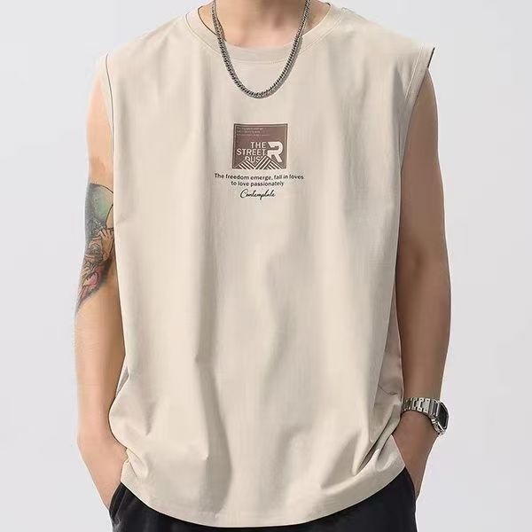Cotton new trend sports American men's summer sleeveless T-shirt men's sleeveless T-shirt top men's vest