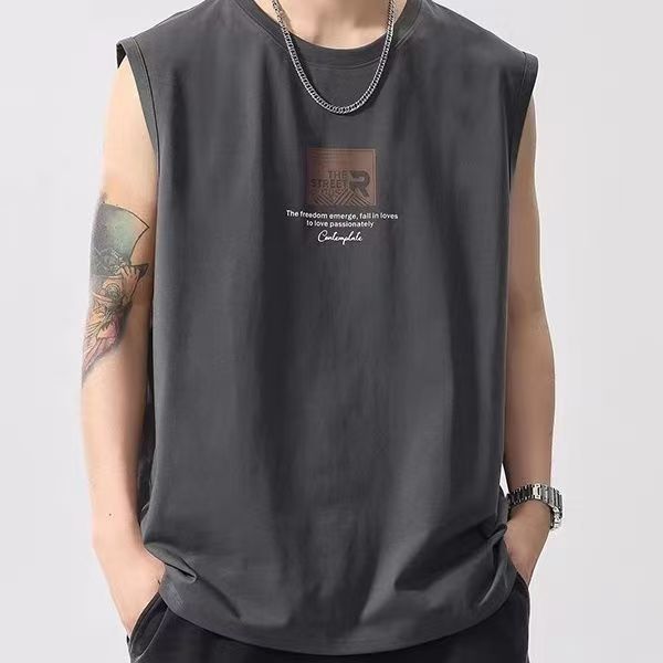 Cotton new trend sports American men's summer sleeveless T-shirt men's sleeveless T-shirt top men's vest