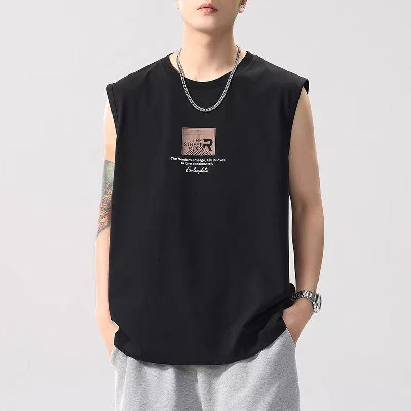 Cotton new trend sports American men's summer sleeveless T-shirt men's sleeveless T-shirt top men's vest