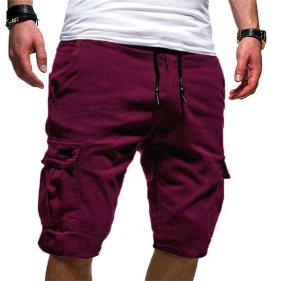 Men's Fashion Loose Casual Shorts Drawstring Elastic Waist Cargo Shorts Summer Beach Pants